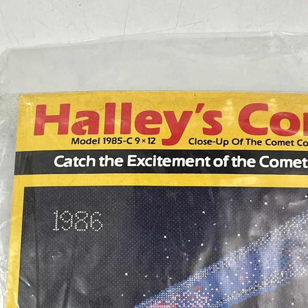 Vintage 1986 Halleys Comet Cross Stitch Kit 9x12 Space Sundance Designs Sealed